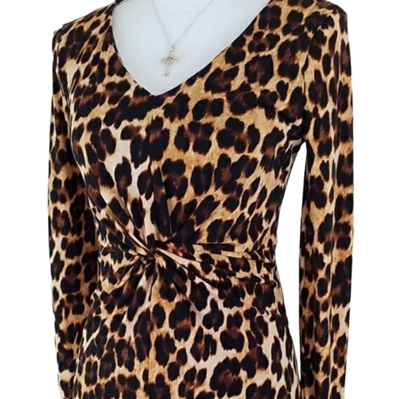 JENNIFER LOPEZ Yellow/Brown Leopard Print Dress XS - Picture 8 of 10